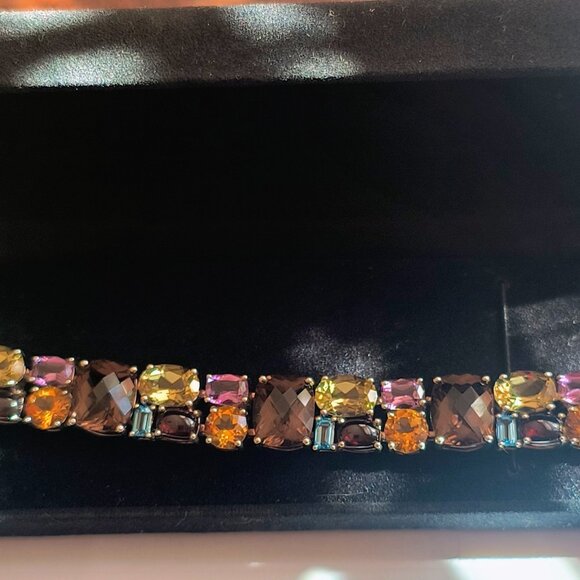 Michelle Albala Sterling Silver Multi Gem Stone Tennis Bracelete - Picture 3 of 3